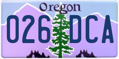 OR license plate 026DCA