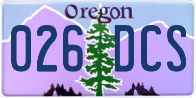 OR license plate 026DCS