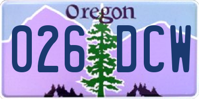 OR license plate 026DCW