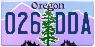 OR license plate 026DDA