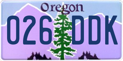 OR license plate 026DDK