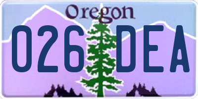 OR license plate 026DEA
