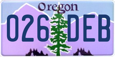 OR license plate 026DEB
