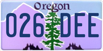 OR license plate 026DEE