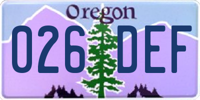 OR license plate 026DEF