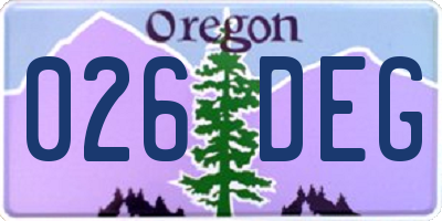 OR license plate 026DEG