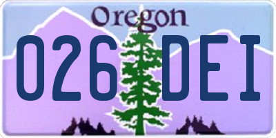 OR license plate 026DEI