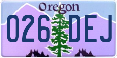 OR license plate 026DEJ