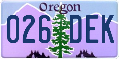 OR license plate 026DEK