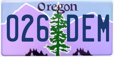 OR license plate 026DEM