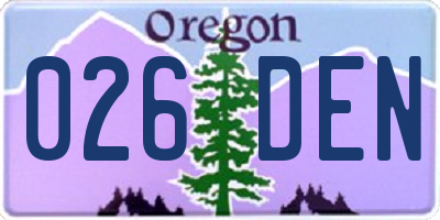 OR license plate 026DEN