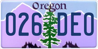 OR license plate 026DEO