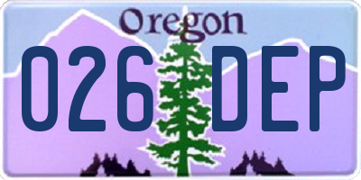 OR license plate 026DEP
