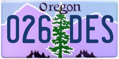 OR license plate 026DES