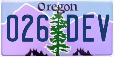 OR license plate 026DEV