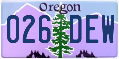 OR license plate 026DEW
