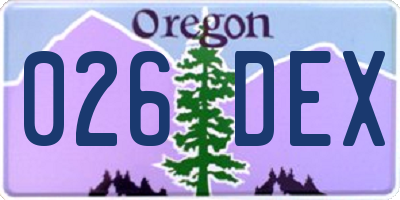 OR license plate 026DEX