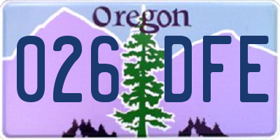 OR license plate 026DFE