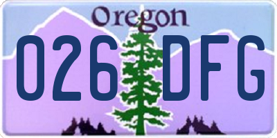 OR license plate 026DFG