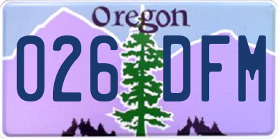 OR license plate 026DFM