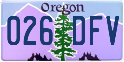 OR license plate 026DFV