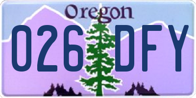 OR license plate 026DFY