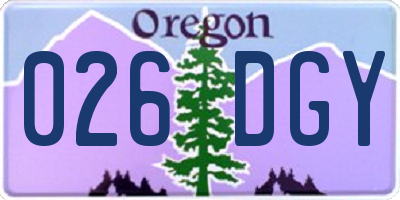 OR license plate 026DGY