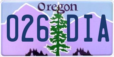 OR license plate 026DIA