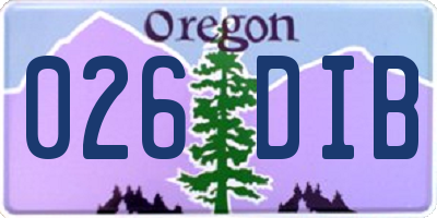 OR license plate 026DIB