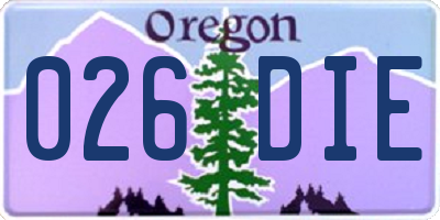 OR license plate 026DIE
