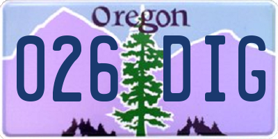 OR license plate 026DIG