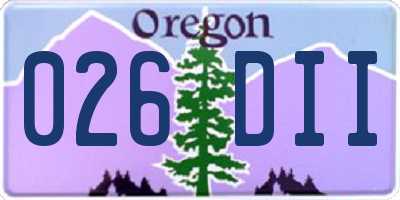 OR license plate 026DII