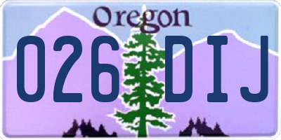 OR license plate 026DIJ