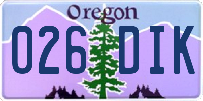 OR license plate 026DIK