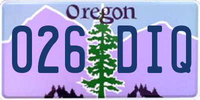 OR license plate 026DIQ