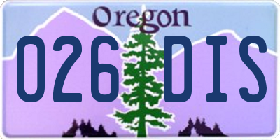 OR license plate 026DIS