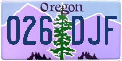 OR license plate 026DJF
