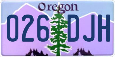 OR license plate 026DJH