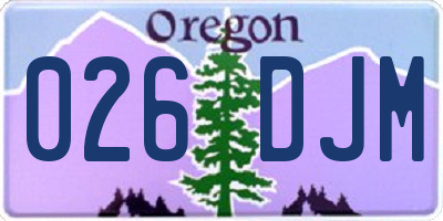 OR license plate 026DJM