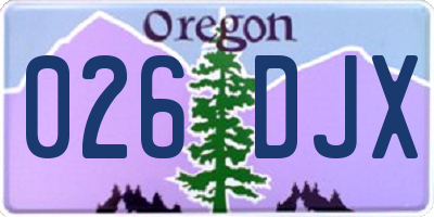 OR license plate 026DJX