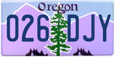 OR license plate 026DJY