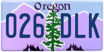 OR license plate 026DLK