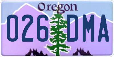 OR license plate 026DMA
