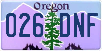 OR license plate 026DNF