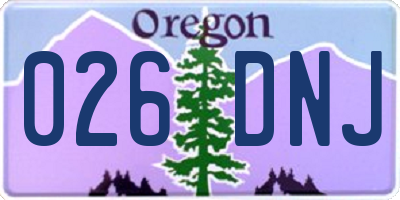 OR license plate 026DNJ