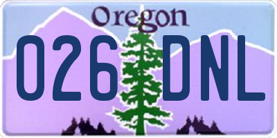 OR license plate 026DNL