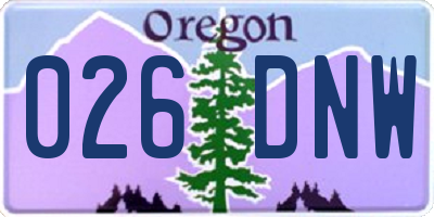 OR license plate 026DNW