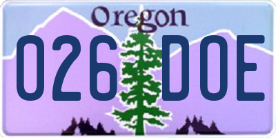 OR license plate 026DOE