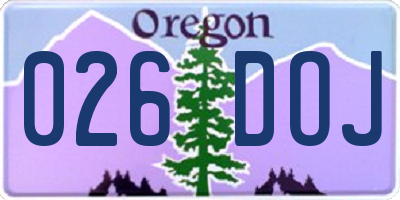 OR license plate 026DOJ