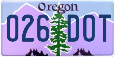 OR license plate 026DOT